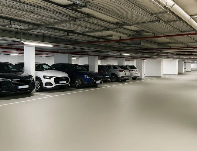 Королівський паркувальник – підземна парковка з паралельно припаркованими автомобілями. Простір добре освітлений стельовими лампами.